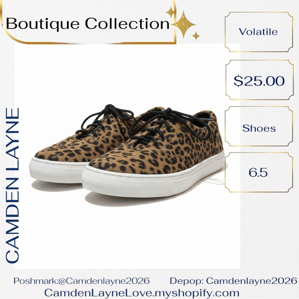 Volatile Tan and Black Animal Print Sneakers - Picture 3 of 4